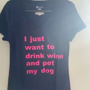 Navy Dog/Wine Lover T-Shirt